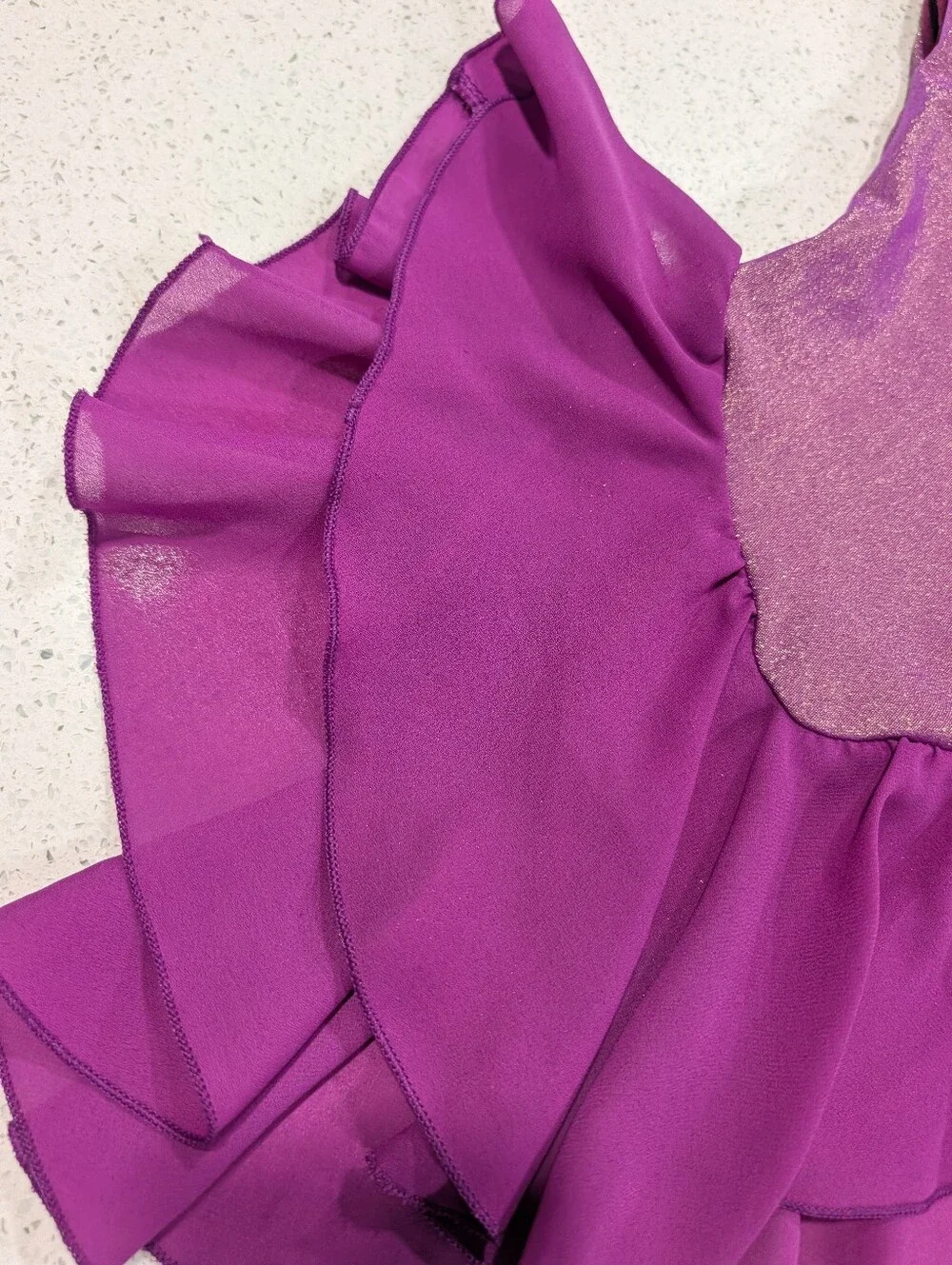 GK Elite Ice Figure Skating Baton Dance Skirted Dress Leotard CM Medium GLITTER